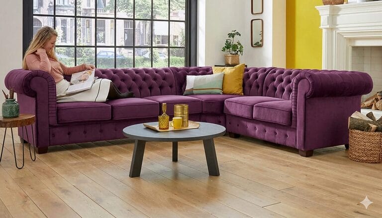 Paarse Chesterfield banken