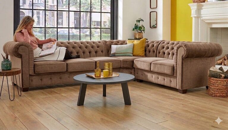 Taupe Chesterfield banken