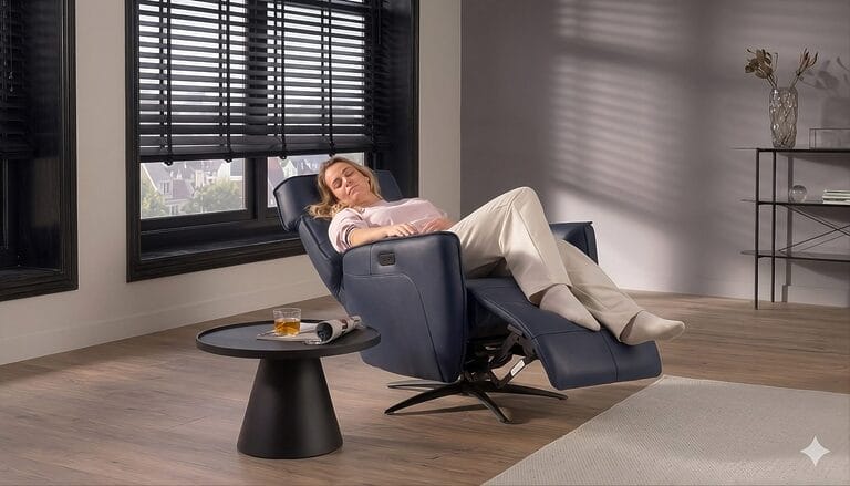Blauwe relaxfauteuil