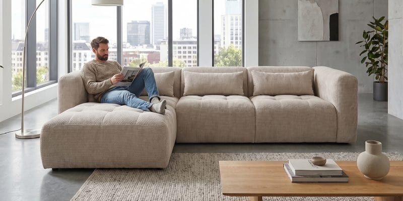 Hoekbank met chaise longue: languit ontspannen