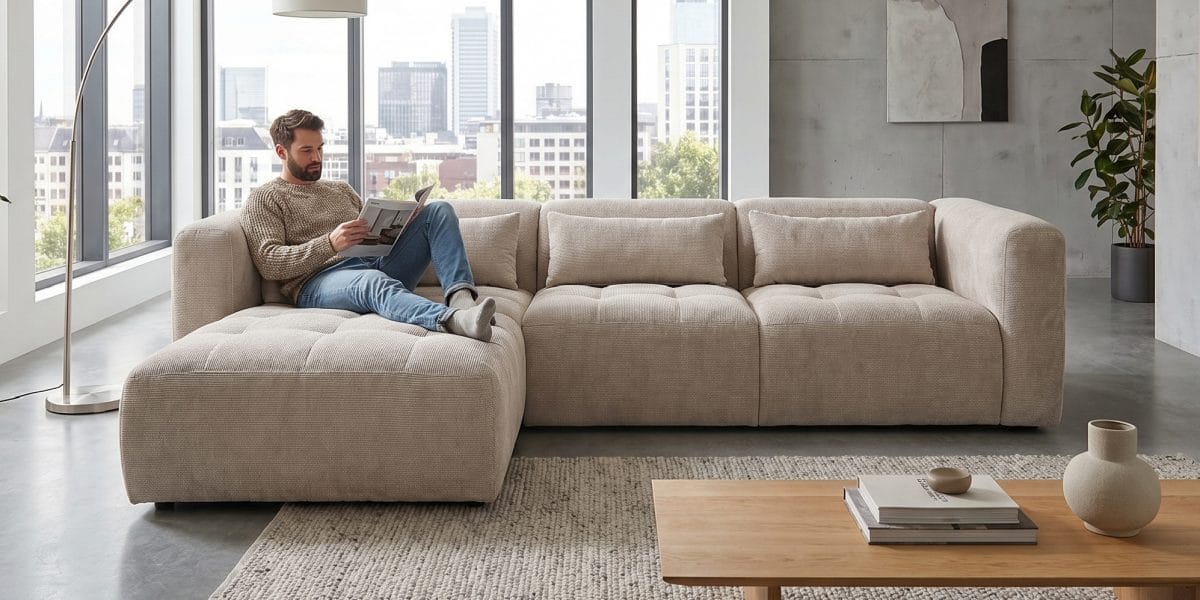 Hoekbank met chaise longue: languit ontspannen