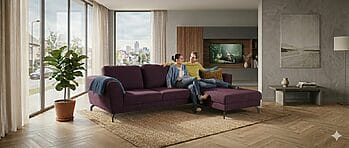 Lila Ecksofas